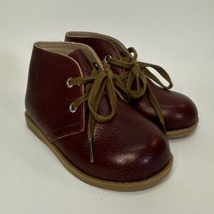 Mon Petit Shoes Leather Hard Sole Oxford Chukka Black Cherry Lace Up toddler‎ 6